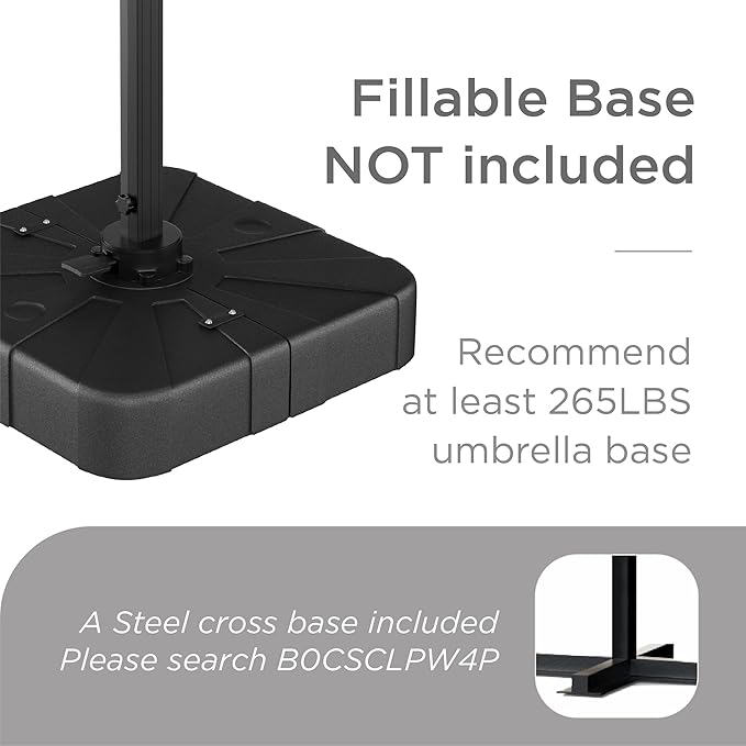 10x10 FT Cantilever Patio Umbrella with Led Lights Double Top Outdoor Square Heavy Duty Offset Umbrellas 360°Rotation Free-motion Track Tilt Windproof for Pool Deck Garden, Beige