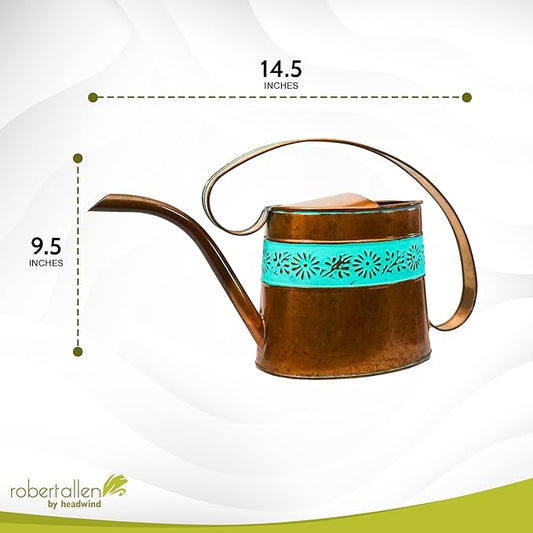 Headwind Willow Vintage Copper 0.5 Gallon Galvanized Decorative Metal Garden Watering Can for Indoor & Outdoor Plant Care – Vintage Gardening Plant Watering Can by Robert Allen