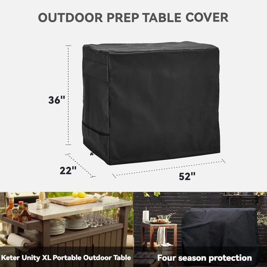 Outdoor Prep Table Cover - Waterproof, Stainless Steel Top Cover for 52 Inch Keter Unity XL Portable Outdoor Table, Compatible with 52 inch Outdoor Utility Cart and Storage Cabinet