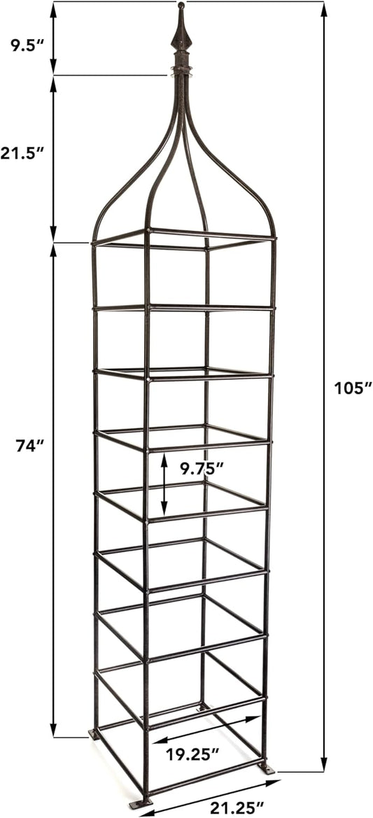 H Potter Trellis Obelisk Tall Metal Garden Decor Vertical Yard Art for Climbing Plants Roses Weather Resistant Wrought Iron Ornamental Extra Large