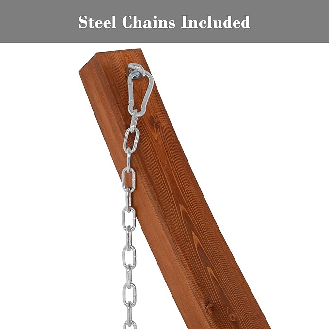 SUNCREAT Hammocks Double Hammock with 13.5 ft Wooden Stand Included, Outdoor Hammocks for Outside, 475 lbs Capacity, Blue