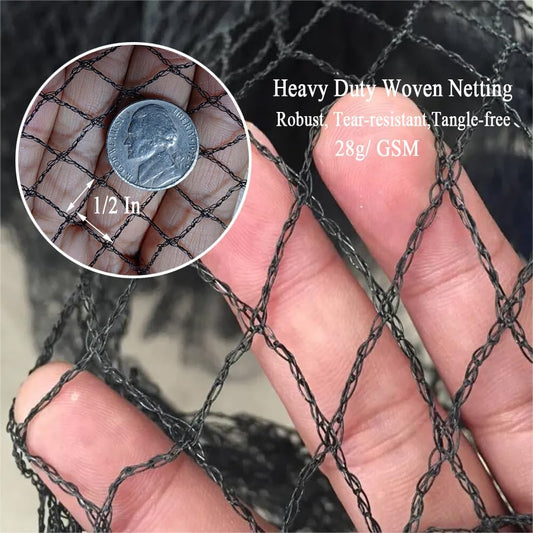 Bird Netting 25x25 Ft, 1/2In Mesh Heavy Duty Garden Netting Pest Barrier for Plants, Fruit Trees, Vegetables, Extra Strong Woven Mesh Netting, Animal Fencing Against Birds, Deer, Poultry