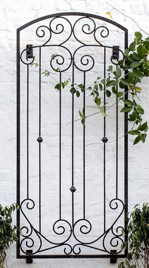 H Potter Garden Metal Wall Art or Trellis for Climbing Plants Outdoor Panel Roses Vines Privacy Includes Brackets for Hanging