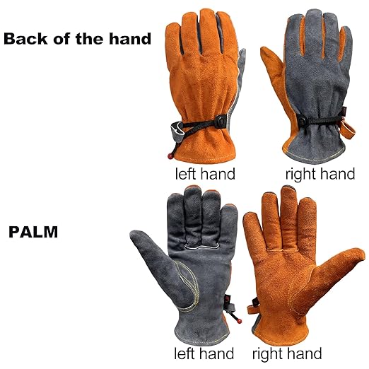 Leather Work Gloves for Women with Cotton Lining, Thorn Proof Gardening Gloves for TIG/MIG Welding, Construction (Orange, Large)