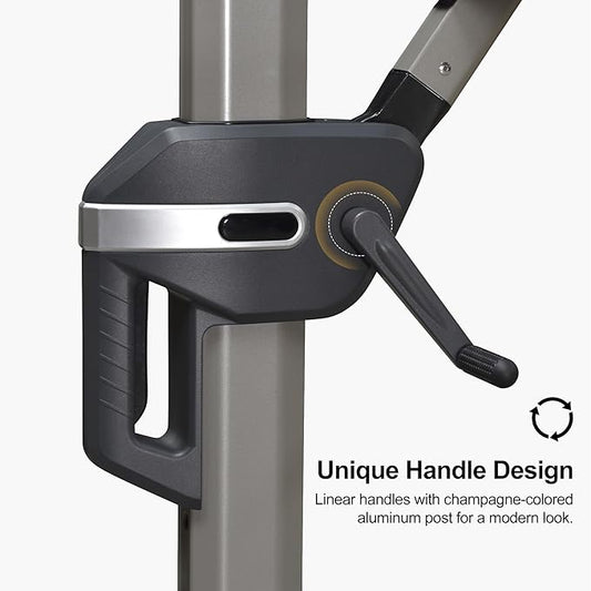 PURPLE LEAF 10FT Patio Umbrella with Base Cantilever Umbrella Square Outdoor Offset Umbrella with Champagne Frame and 360° Rotation for Garden Deck Pool, Black