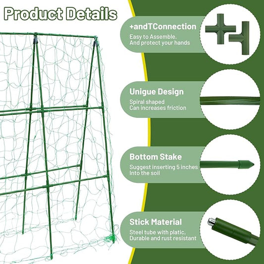 Compact A-Frame Plant Trellis for Peas, Beans & Small Climbing Plants - Rust-Resistant, Easy to Assemble, Lightweight Steel, Ideal for Raised Beds & Container Gardens(31" W x 47" H)
