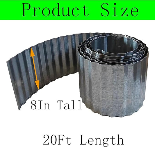 Metal Landscape Edging Border,8 inch × 20 feet Corrugated Garden Edging for Flower Bed,Lawn (8 Inch × 20FT)