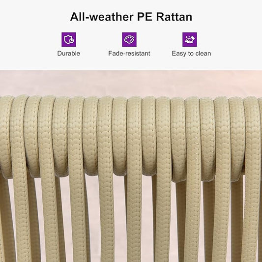 PURPLE LEAF 5 Pieces Patio Dining Set with Outdoor Aluminium Dining Table and Woven Chairs Modern Metal Furniture Cushions Sets for Garden Yard Indoor Decor Kitchen Teak