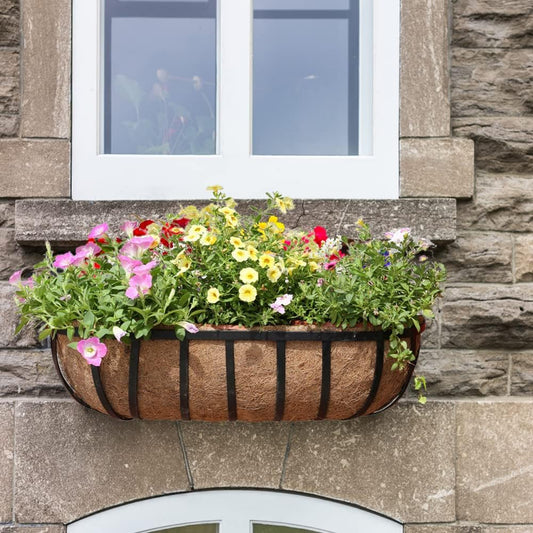 2 Pack Trough Coco Liner Fiber Replacement for Planters, 24/30/36/48 inch Half Moon Coconut Coir Planter for Window Box/Hanging Garden Vegetables Pot, Fence Flower Baskets