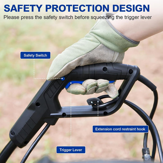 BILT HARD 14-Amp 18-Inch Electric Tiller Cultivator, 8'' Tilling Depth Corded Garden Rototiller, 6 Steel Front Tines Roto Tillers with Adjustable Wheels & Foldable Handle for Garden Lawn Soil Digging