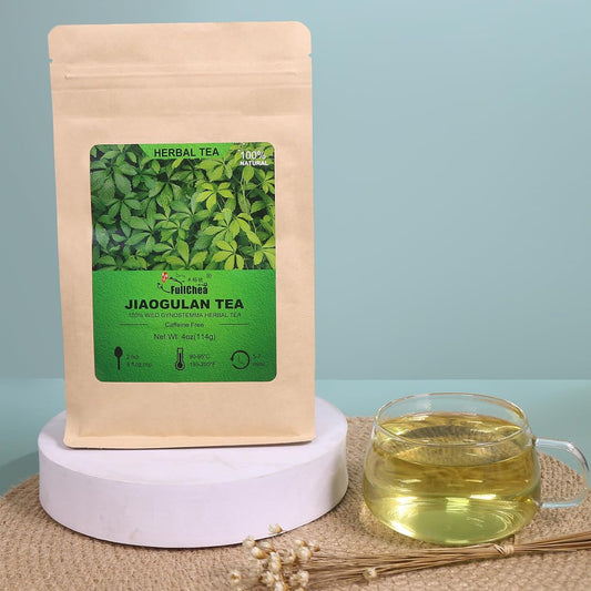 FullChea - Premium Gynostemma Tea Jiaogulan Loose Leaf Tea Herbal Tea - Non-GMO, Sulfur-free, Caffeine-free - Enhance Immunity - 4oz/114g