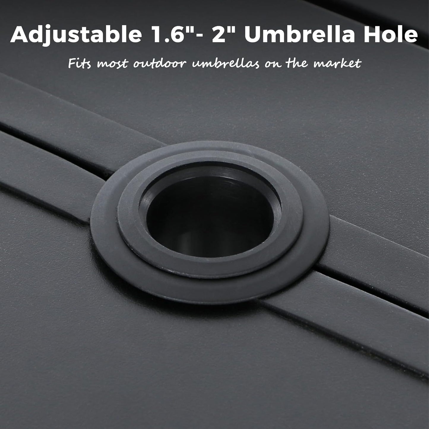 Outdoor Patio Dining Table for 6, 60" x 35" Rectangular Metal Patio Dining Table with Umbrella Hole for Garden, Backyard and Porch