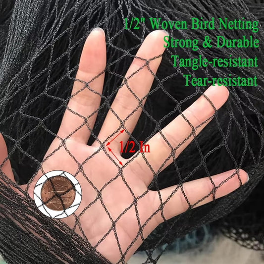 Woven Bird Netting 10X50 FT, 1/2" Mesh, Strong Bird Net Protect Fruit Trees, Blueberry, Vegetables, Strawberry Plants, Garden Netting Pest Barrier, Against Deer, Squirres, Small Critters