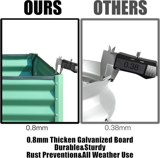 Domi Galvanized Raised Garden Bed, Outdoor Planter Garden Boxes Large Metal Planter Box for Gardening Vegetables Fruits Flowers, Green (6x3x1.5ft)