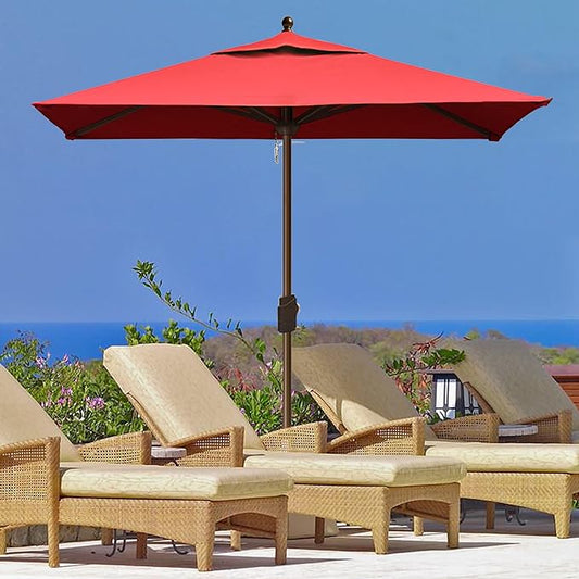 EliteShade USA 10-Year-Non-Fading Sunumbrella 6x6Ft Square Market Umbrella Patio Outdoor Table Umbrella with Ventilation(Logo Red)