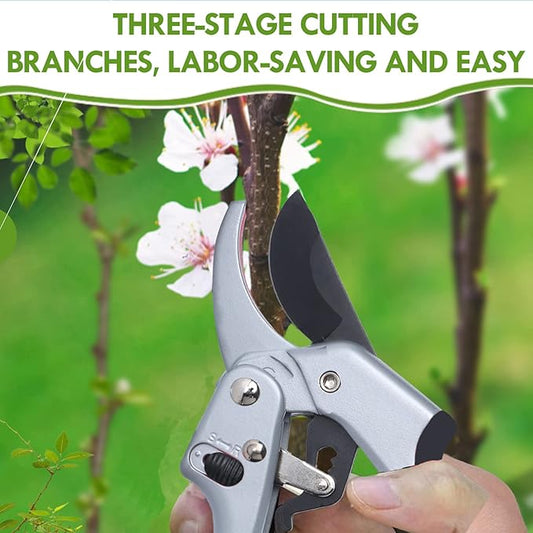 Garden clippers, premium Germany pruners, Work 3 times easier, professional ratchet pruning shears, cutting rose, flower, hedge, stem, tree, Sharp gardening scissors, Arthritis weak hand snips