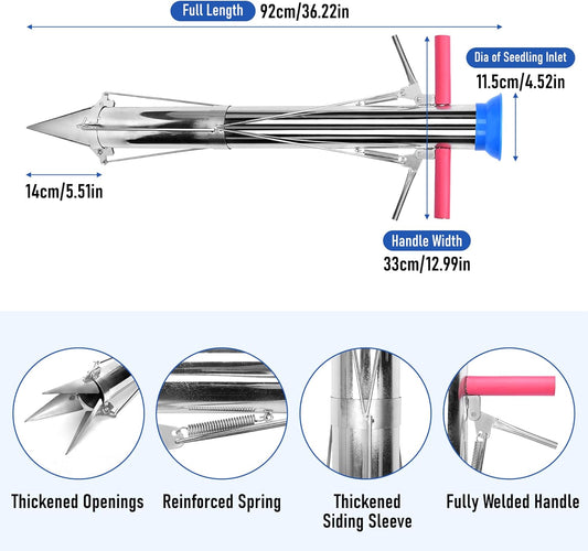 AIWFL Seedling Transplanter Long Double Handled Bulb Planter Tools Vegetable Young Plant Manual Plant Transplanter Stainless Steel Planting Garden Tools