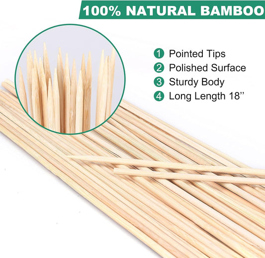 100 Pack 18'' Natural Bamboo Plant Stakes, Wood Plant Supports, Wood Garden Sticks for Plants Tomato Floral Potted, Wooden Sign Posting Garden Sticks