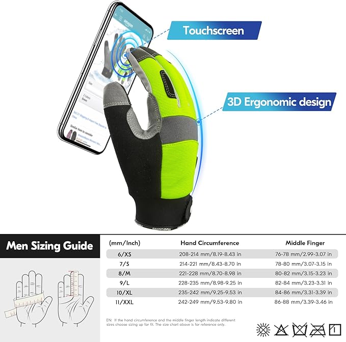 Vgo... 1Pair 5℃/41°F Winter Work Gloves Men, Cold Weather Waterproof Safety Work Gloves,Cold Storage or Freezer Glove