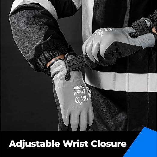 toolant 100% Waterproof Gloves Bulk Pack, 3 Pairs, Winter Work Gloves for Extreme Cold, Touchsreen, Warm Gloves for Freezer, Fishing and Gardening, With Grip, Grey, X-Large
