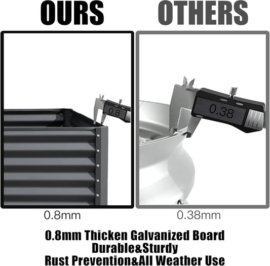 Domi Galvanized Raised Garden Bed, Outdoor Planter Garden Boxes Large Metal Planter Box for Gardening Vegetables Fruits Flowers, Dark Grey (8x4x1.5ft)