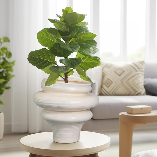 Ceramic Bonsai Planters 11 Inch - Pots for Plants Indoor Outdoor, Plant Pot with Drainage Hole, Decorative Flower Pot for Home Garden Patio Office, Gift for Men Women, White