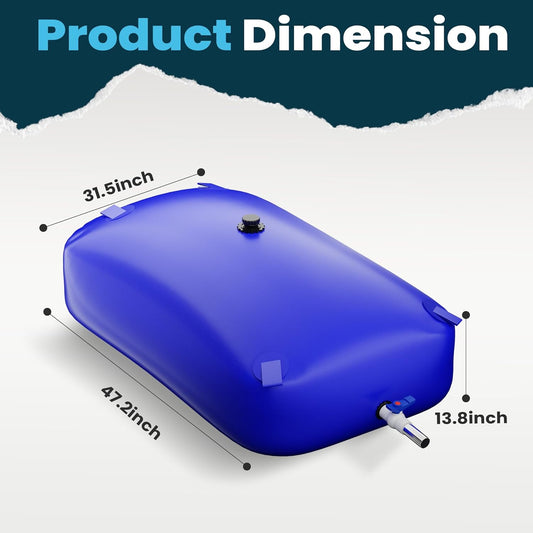 Large Capacity Water Storage Bladder, Portable Water Tank Containers, Bladder Tank for Drought Resistance, Fire Prevention, Emergency Water, Agricultural Irrigation Outdoor (330L/87Gal, Blue)