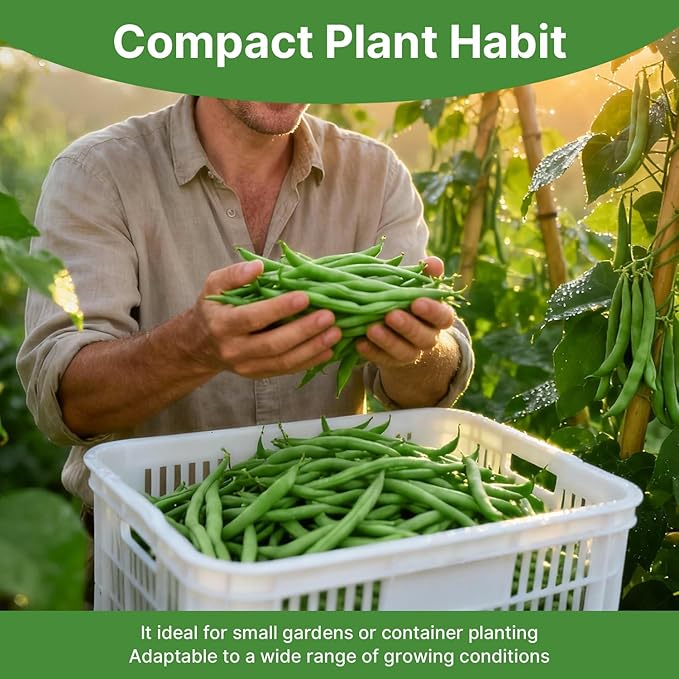 Contender Bush Green Bean Seeds, Approx 13g - Non-GMO Heirloom Green Beans Planting for Outdoor Home Vegetable Garden