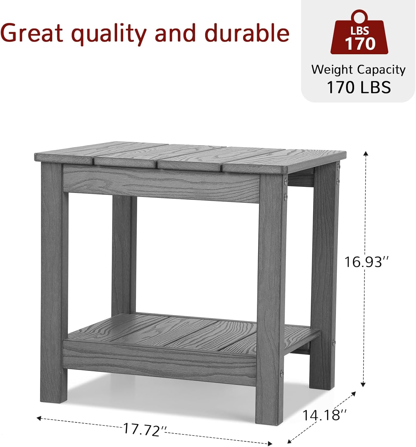 Stoog 3 Piece Patio Dining Sets, All-Weather Outdoor Chairs Set of 2 with Table, Include 2 Patio Chairs and 1 Side Table, Grey