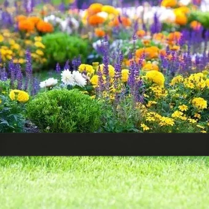 Landscape Edging Border 33FTx 4 Inch Tall, Plastic Garden Borders Edging with 30 Spikes,Flexible Lawn Edging Edge for Garden,Grass,Flower Beds, Yard, Paver,Pathway-Black