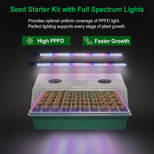 TONYFUL Seed Starter Tray with Grow Light, 60-Cell Seed Starter Kit with 4.07” Humidity Dome, Indoor Seedling Starter Tray, Seed Starting Tray for Plant Germination, Seeds Growing