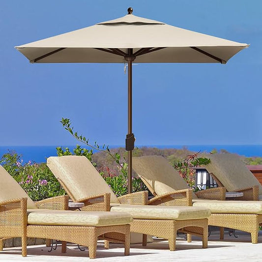 EliteShade USA 10-Year-Non-Fading 6x6Ft Square Market Umbrella Patio Outdoor Table Umbrella with Ventilation, Beige