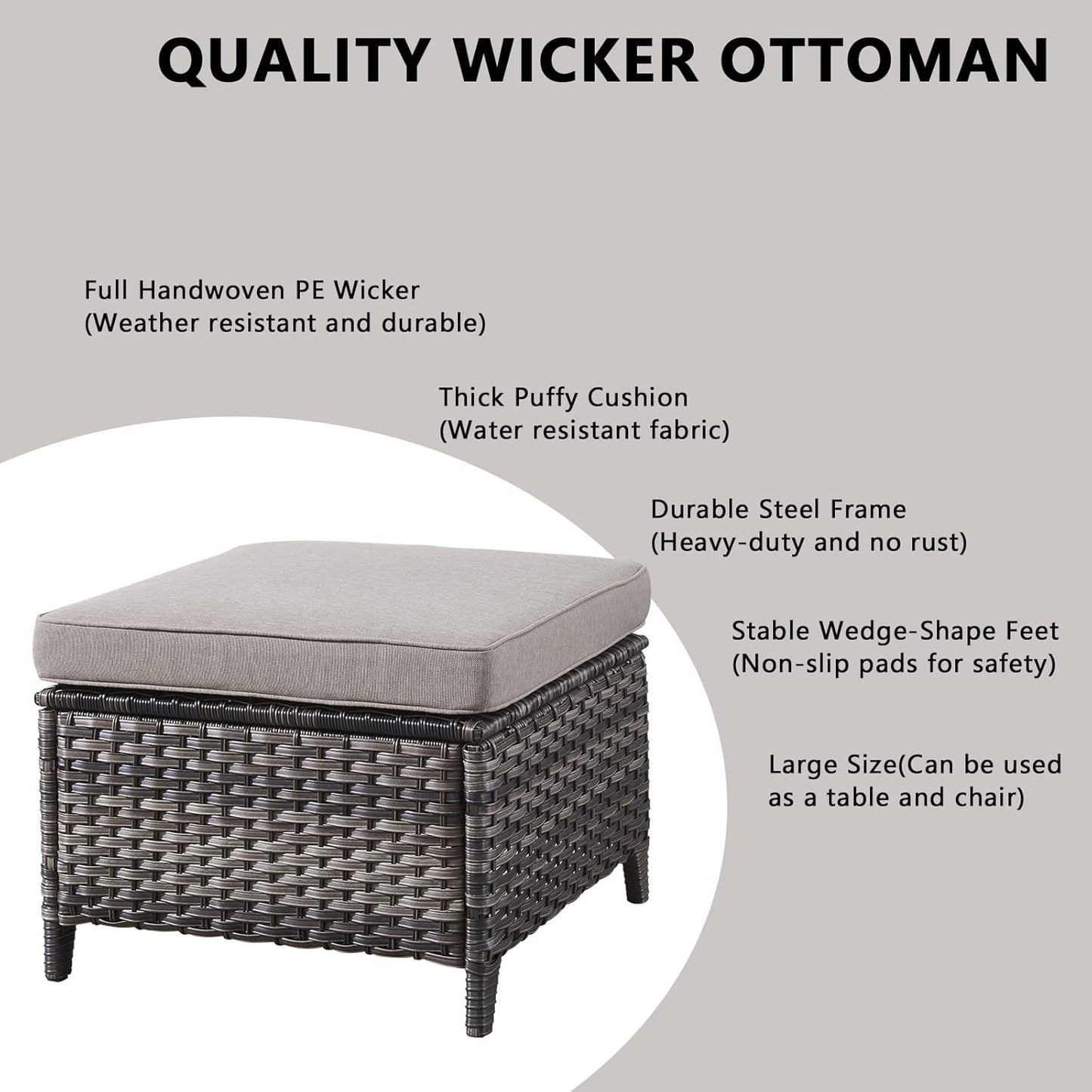 Outdoor Wicker Patio Furniture Set - 6 Piece Rattan Patio Conversation Set with 2 Rocking Swivel Chairs,2 Ottomans,1 Sofa and 1 Coffee Table for Porch Deck Backyard Garden(Mixed Grey/Grey)