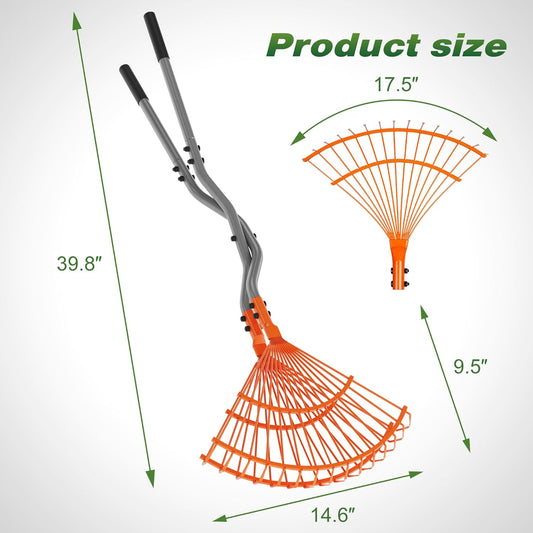 Walensee Leaf Grabber Rake, Leaf Collector Tool with Long Steel Handle & Steel Claw, Lightweight & Efficient Leaf Picker, Comfortable Grip, Ideal for Leaves, Twigs, Yard Waste Garden Cleanup