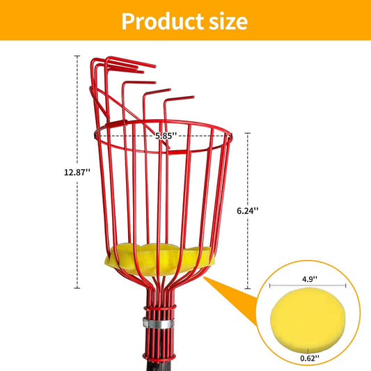 26FT Reach Fruit Picker Pole, Telescopic Picking Pole with Gentle Grip Claw & Collapsible Basket, Adjustable Apple Picker Pole Tool for Avocado Orange Lemon Pear Mango