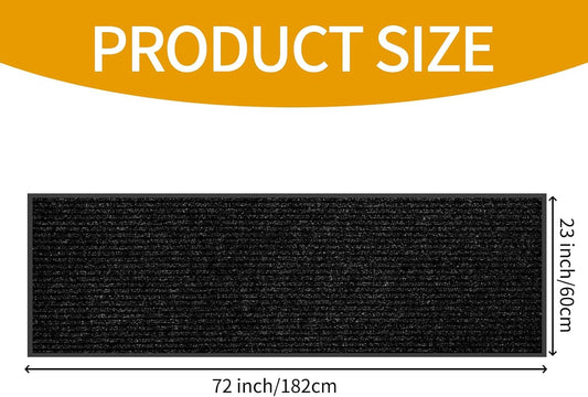 fani Heavy Duty Large Outdoor Indoor Entrance Black Doormat Waterproof Low Profile Entrance Rug Front Door Mat Patio Anti-Skid Rubber Back, 23x72 inch (Black)