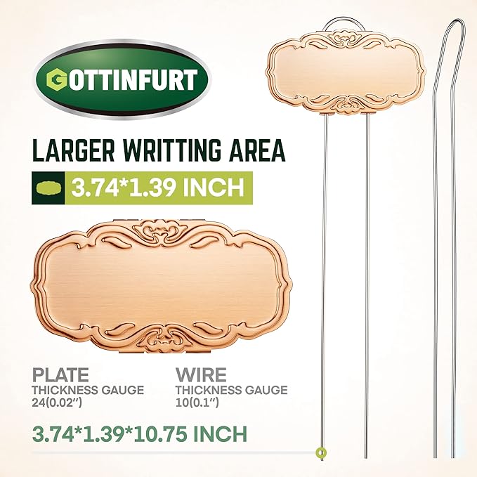 Updated Metal Plant Labels for Garden, 25 Pack Stainless Steel DIY Plant Markers Waterproof for Flowers Pots, Vegetables, Seedlings, Seed (Gold Rose)