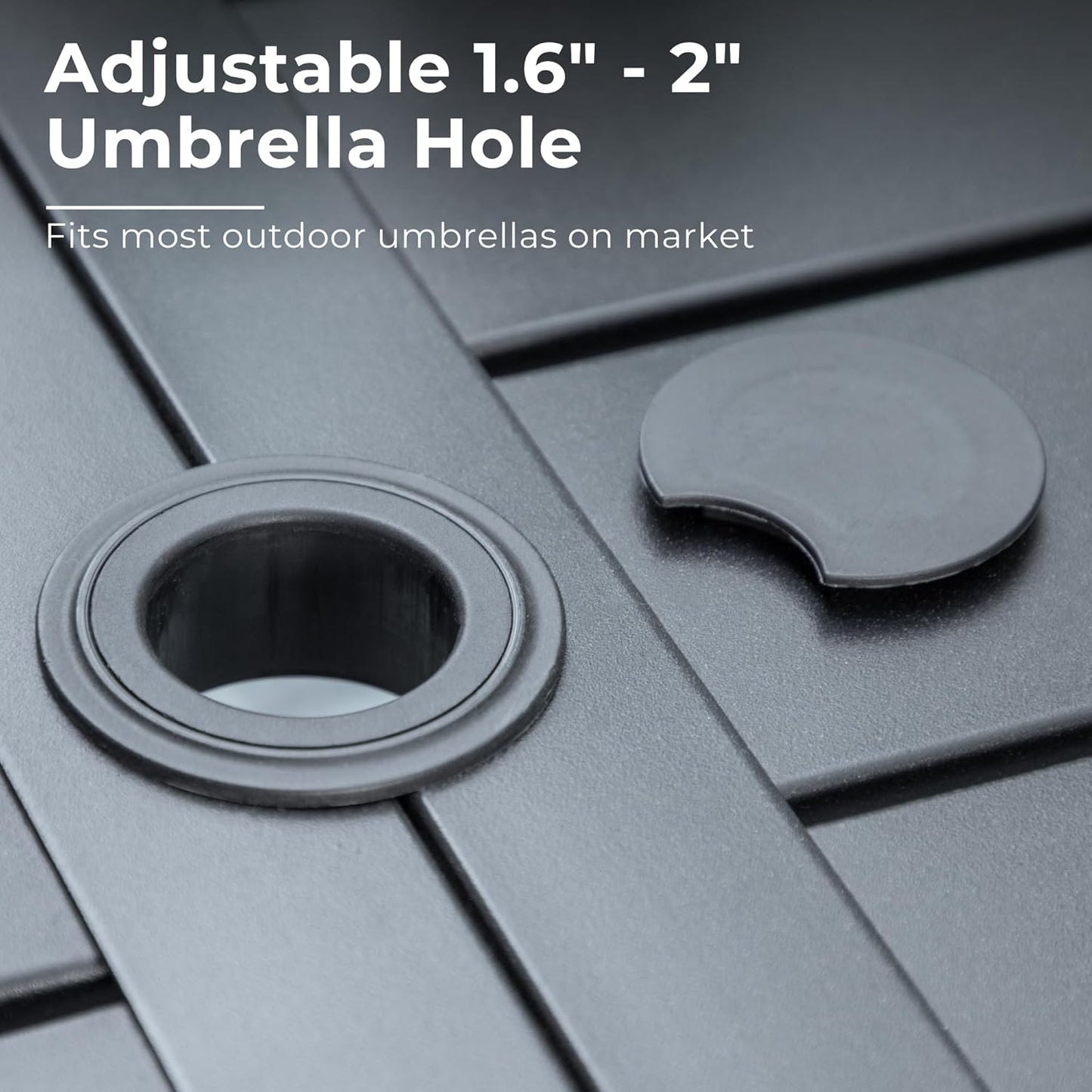 Outdoor Patio Dining Table for 6, 60" x 37" Rectangular Metal Patio Dining Table with Umbrella Hole for Garden, Backyard and Porch, Black