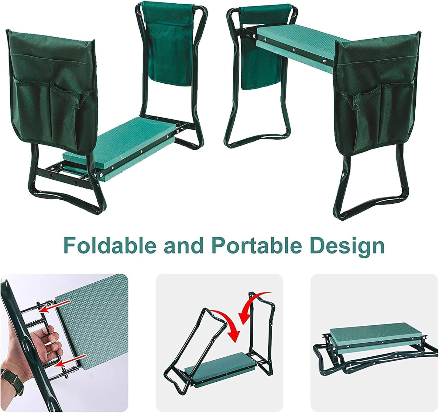 Foldable Garden Kneeler and Seat with 2 Gardening Tool Pouches Multiuse Bench with Soft Kneeling Pad,Gardening Gifts for Women Men Gardener Parent Elders Christmas