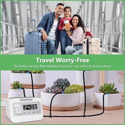 49FT Automatic Plant Watering System–HEKIWAY 390 Adjustable Watering Modes, Supports 15-20 Pots | Indoor Garden System & Vacation Plant Watering Devices, Auto Watering for Plants Outdoor
