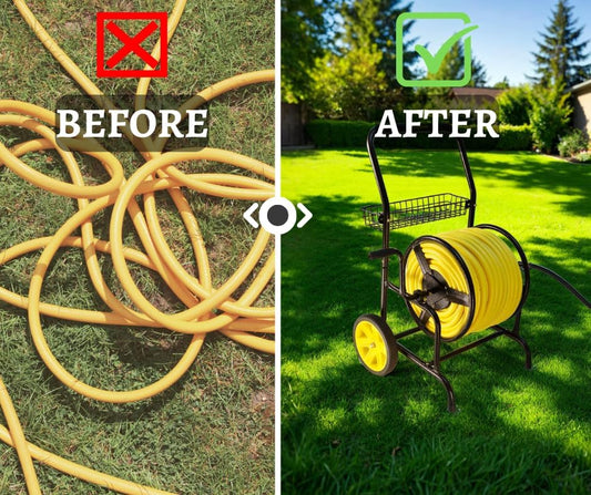 Heavy Duty Hose Cart with Wheels – Garden Hose Holder, Hose Reels for Outside, Metal Hose Reel Cart, 200ft Capacity