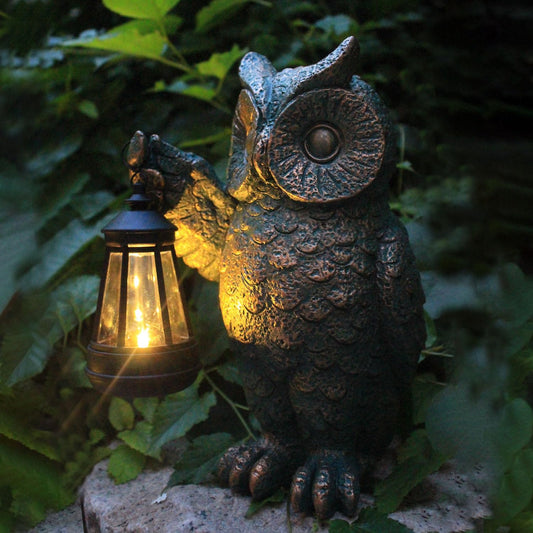 Garden Statues Outdoor, owl Figurines Decorated with Solar Lights, Unique Christmas Birthday Gifts for Moms, Grandmas, Women, Wives, Sisters