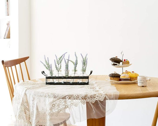 Mkono Propagation Stations with Metal Stand, Desktop Plant Terrarium Glass Planter Vase for Hydroponic Plants Flower Cutting Home Office Garden Decor Plant Lover Gifts, 5 Jars