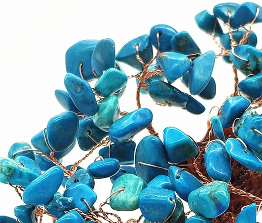 7 Inch Quartz Crystal Money Tree Bonsai Feng Shui Gem Decoration for Wealth and Luck (Blue)