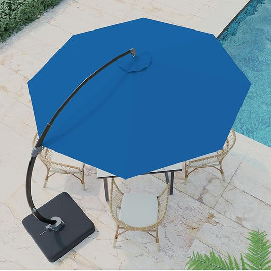 Outdoor Patio Umbrella with Sand Bag Included, 11 FT Deluxe Curvy Cantilever Umbrella Offset Hanging Umbrella with 360° Rotation for Market, Pool, Garden, Backyard, Deck