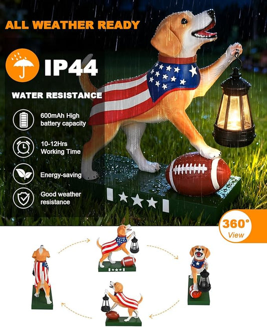 Solar Dog Statues Outdoor Decor with Lantern - Unique Beagle Puppy Home Decor Figurine for Garden, Patio, Yard - Idea Gifts for Women Mom