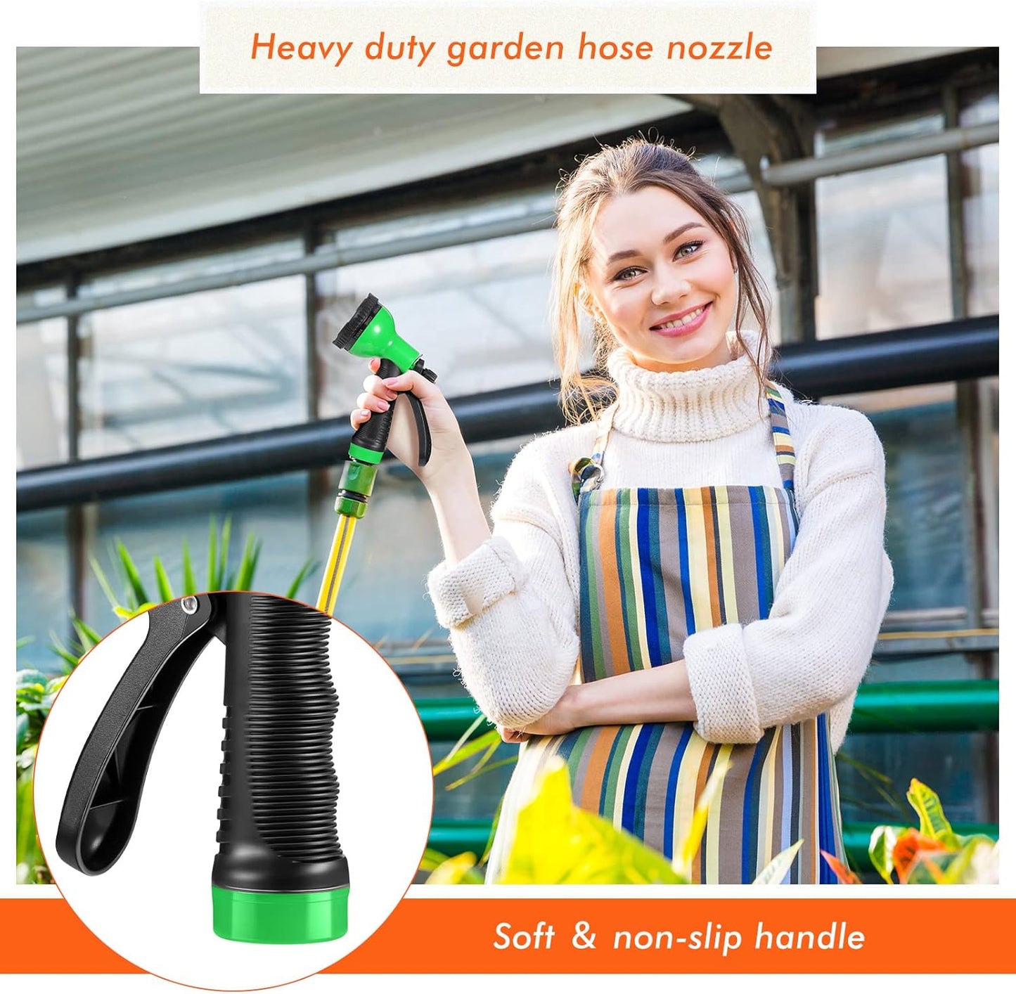 8 Pcs Garden Hose Nozzle Sprayer 10 Adjustable Watering Patterns Heavy Duty High Pressure Water Gun for Watering Plants Washing Cars and Showering Pets
