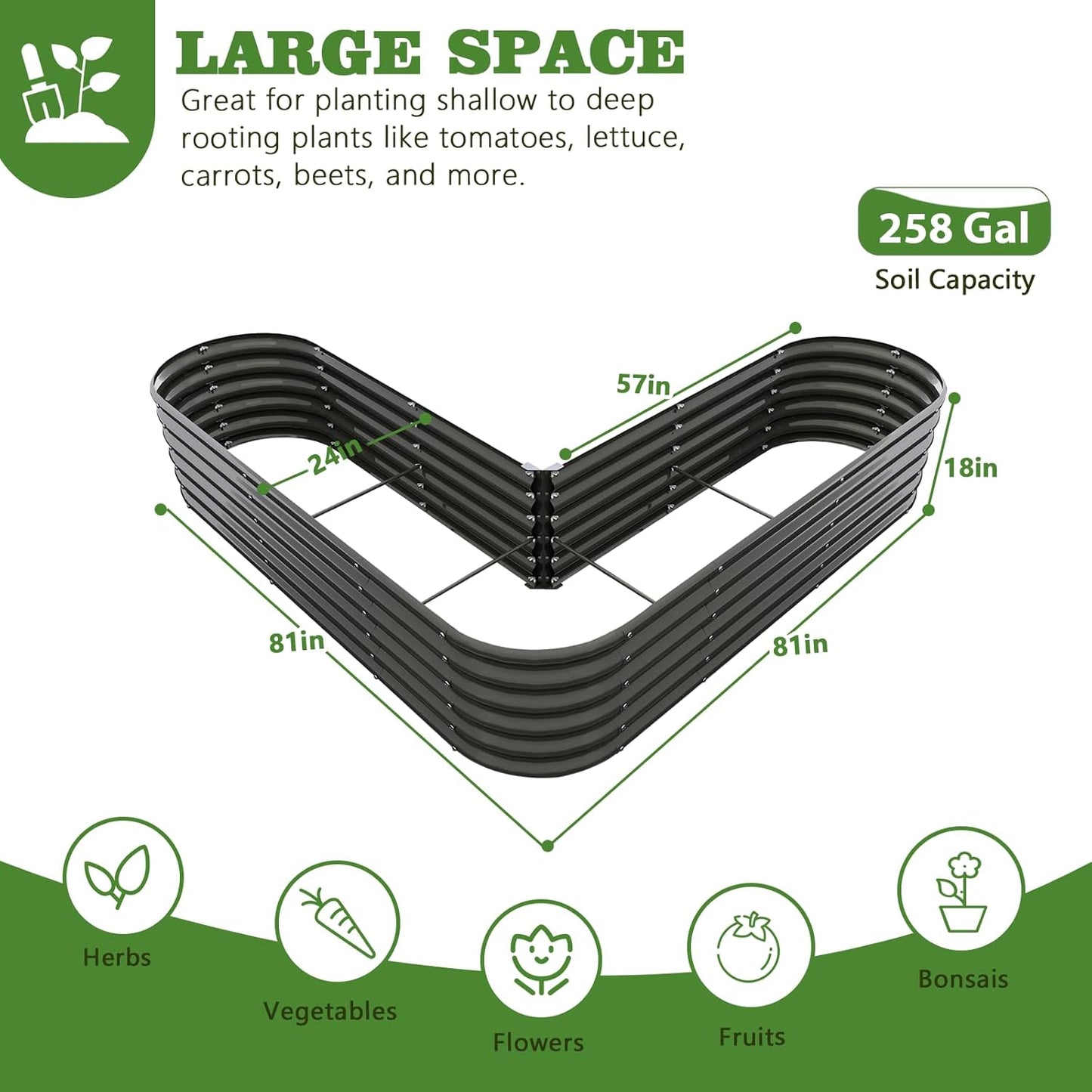 A ANLEOLIFE 33-Pack Deep Root Galvanized Raised Garden Beds Outdoor for Planting Vegetables Flowers Herb, Quartz Grey