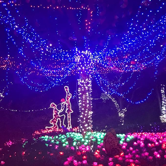 2 Pack 480 LED Solar Chrismas Lights Outdoor, 170 FT Super Long Solar String Lights for Outside with 8 Modes & Memory Function, Waterproof Twinkle Light for Xmas Tree Yard Party Decorations (Blue)