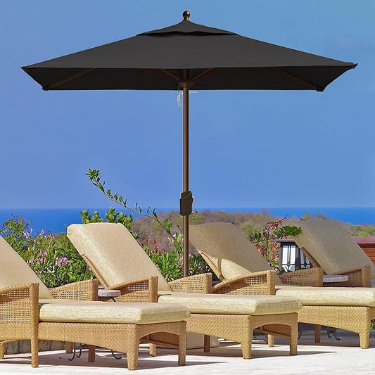 EliteShade USA 10-Year-Non-Fading Sunumbrella 6x6Ft Square Market Umbrella Patio Outdoor Table Umbrella with Ventilation(Black)